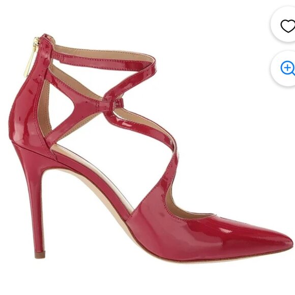 MICHAEL KORS Catia Red Pointed Toe Strappy High Heels 4" Patent Leather Sz.8 - Picture 3 of 15